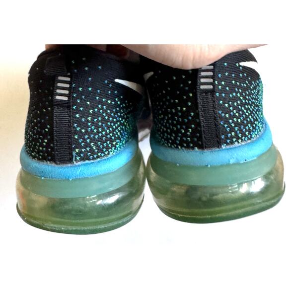 Nike Flyknit Air Max Running Walking Casual Sneaker Black Blue Purple Size 8.5 - Picture 6 of 8